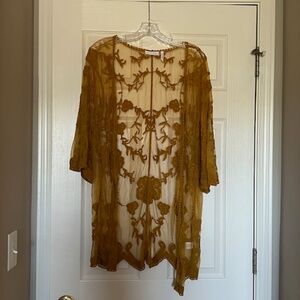 Women's LUQ Sheer Yellow Mesh Jacket Size Large.  Excellent Condition